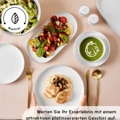 Karaca Stream Bone New Saturn 59-Teiliges 12-Personen Geschirrset Platin