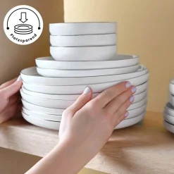 Karaca Stream Bone New Saturn 59-Teiliges 12-Personen Geschirrset Platin