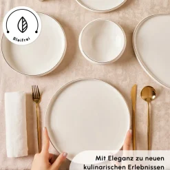 Karaca Stream Bone New Saturn 59-Teiliges 12-Personen Geschirrset Gold