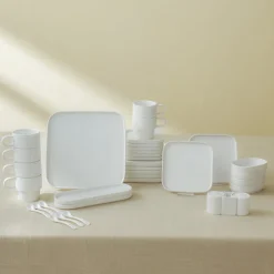 Karaca Stream Pure Cubique 35-Teiliges 6-Personen Frühstücksset Quadrat