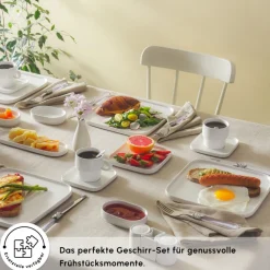 Karaca Stream Pure Cubique 35-Teiliges 6-Personen Frühstücksset Quadrat