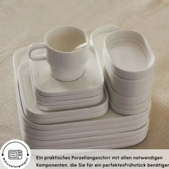 Karaca Stream Pure Cubique 35-Teiliges 6-Personen Frühstücksset Quadrat