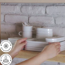 Karaca Stream Pure Cubique 35-Teiliges 6-Personen Frühstücksset Quadrat