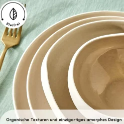 Karaca Streamline Cupid für 12 Personen Geschirr Set, 59 Teilig, Stoneware