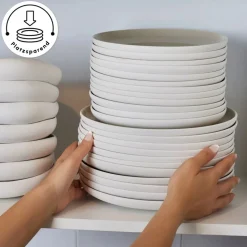 Karaca Streamline Cupid für 12 Personen Geschirr Set, 59 Teilig, Stoneware