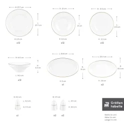 Karaca Streamline Nefeli Gold 12 Personen Geschirrset, 56 Teilig