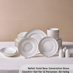 Karaca Streamline Nefeli Gold 12 Personen Geschirrset, 56 Teilig