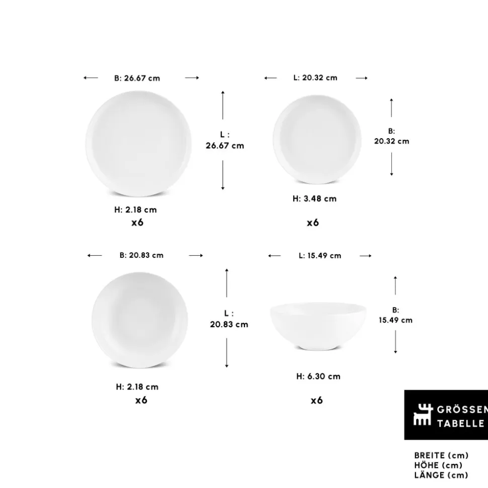 Karaca Streamline Remi 24-teiliges Tafelservice für 6 Personen