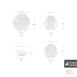 Karaca Streamline Rubicon 24-teiliges Tafelset für 6 Personen, Weiß