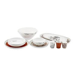 Karaca Streamline Safari New Generation Bone Geschirrset, 59 Teilig, 12 Personen