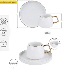 Karaca Streamline Saturn Kaffeetassen-Set für 6 Personen Gold