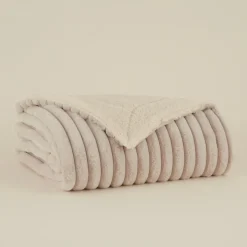 Karaca Stripe Sherpa Graue Decke 130x150