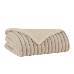 Karaca Stripe Sherpa Graue Decke 130x150