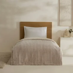 Karaca Stripe Sherpa Graue Decke 150x200