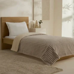 Karaca Stripe Sherpa Graue Decke 150x200