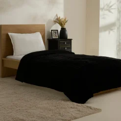 Karaca Stripe Sherpa Schwarze Decke 150x200