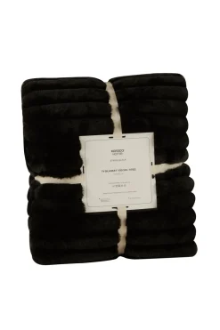 Karaca Stripe Sherpa Schwarze Decke 130x150
