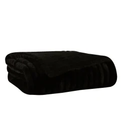 Karaca Stripe Sherpa Schwarze Decke 130x150