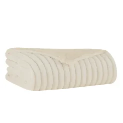 Karaca Stripe Sherpa Weiße Decke 130x150