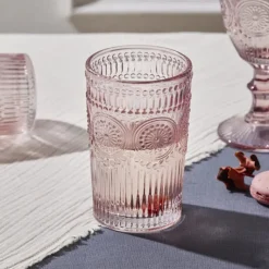 Karaca Sunflower Glas-Longdrinkglas, 332 ml, Transparent Rosa