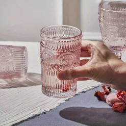 Karaca Sunflower Glas-Longdrinkglas, 332 ml, Transparent Rosa