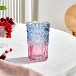 Karaca Sunflower Trinkglas 332 ml, Blau Rosa