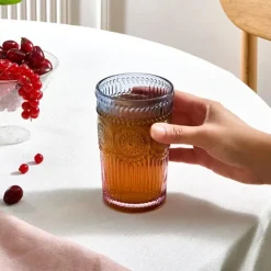 Karaca Sunflower Trinkglas 332 ml, Blau Rosa