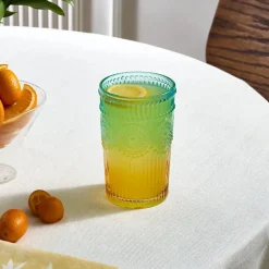 Karaca Sunflower Trinkglas 332 ml, Blau Gelb