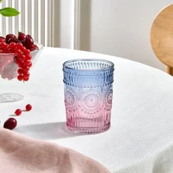Karaca Sunflower Wasserglas 250 ml, Blau Rosa