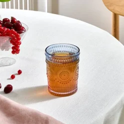 Karaca Sunflower Wasserglas 250 ml, Blau Rosa