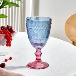 Karaca Sunflower Weinglas 314 ml, Blau Rosa