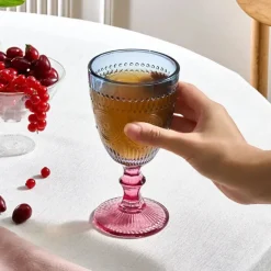 Karaca Sunflower Weinglas 314 ml, Blau Rosa