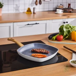 Karaca Swiss Crystal 28 cm Induktions Grillpfanne, Creamy