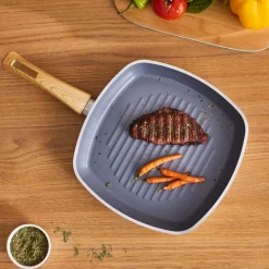 Karaca Swiss Crystal 28 cm Induktions Grillpfanne, Creamy