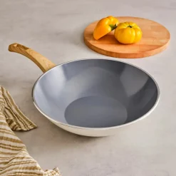 Karaca Swiss Crystal 28 Cm Induktion Wok-Pfanne, Creme