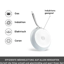 Karaca Swiss Crystal Almond Cream Pfanne mit Edelstahlgriff 22 cm