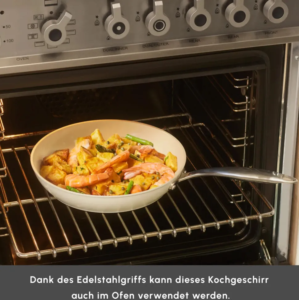 Karaca Swiss Crystal Almond Cream Pfanne mit Edelstahlgriff 22 cm