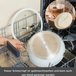 Karaca Swiss Crystal Almond Cream Wokpfanne mit Griff 28 cm