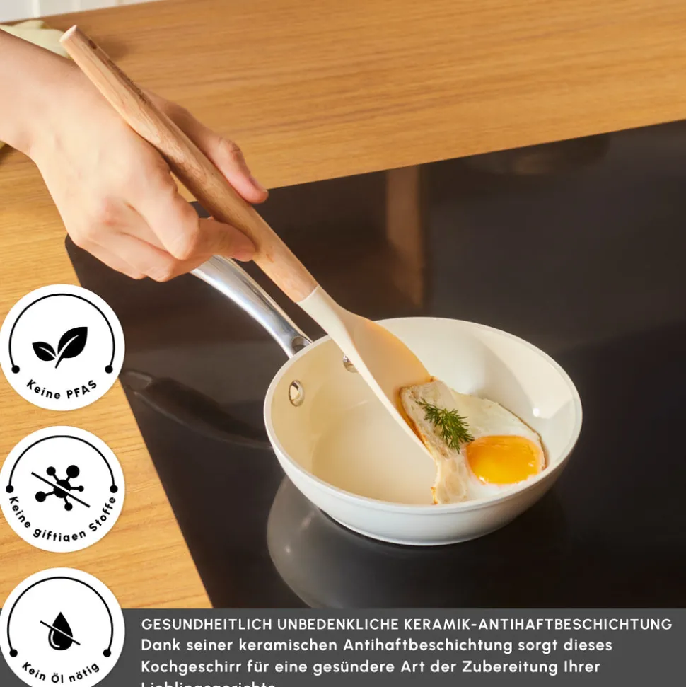 Karaca Swiss Crystal Almond Cream Pfanne mit Edelstahlgriff 16 cm