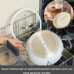 Karaca Swiss Crystal Almond Cream Kasserolle mit Edelstahlgriff 24 cm