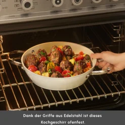 Karaca Swiss Crystal Almond Cream Handle Flache Kasserolle 26 cm