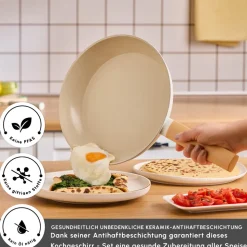 Karaca Swiss Crystal Almond Cream, Pfannen Set, Induktion