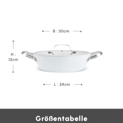 Karaca Swiss Crystal Almond Cream Handle Flache Kasserolle 30 cm