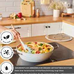 Karaca Swiss Crystal Almond Cream Handle Flache Kasserolle 30 cm