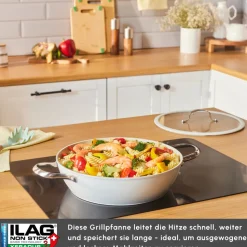 Karaca Swiss Crystal Almond Cream Handle Flache Kasserolle 30 cm