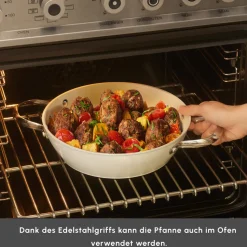 Karaca Swiss Crystal Almond Cream Handle Flache Kasserolle 30 cm