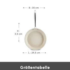 Karaca Swiss Crystal Almond Cream Pfanne mit Edelstahlgriff 30 cm