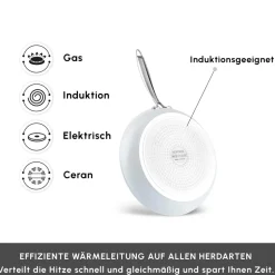 Karaca Swiss Crystal Almond Cream Pfanne mit Edelstahlgriff 30 cm