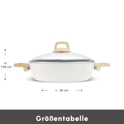 Karaca Swiss Crystal Induktions Auflauftopf, 30 cm, Creamy