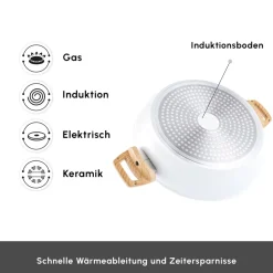 Karaca Swiss Crystal Induktions Auflauftopf, 30 cm, Creamy